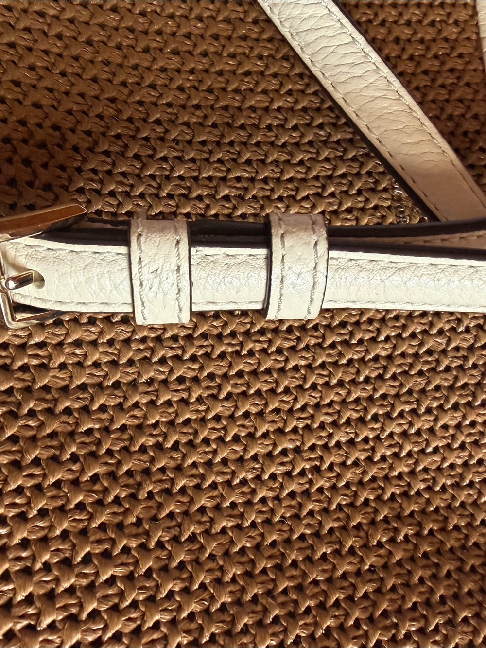 kate spade Woven Straw Shoulder Bag with off White Leather Trim - Picture 11 of 13